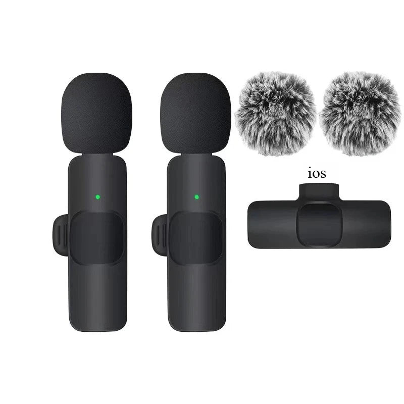 2.4G Wireless Lavalier Microphone Portable Audio Video Recording Mini Mic for Iphone Android Live Broadcast Gaming Phone
