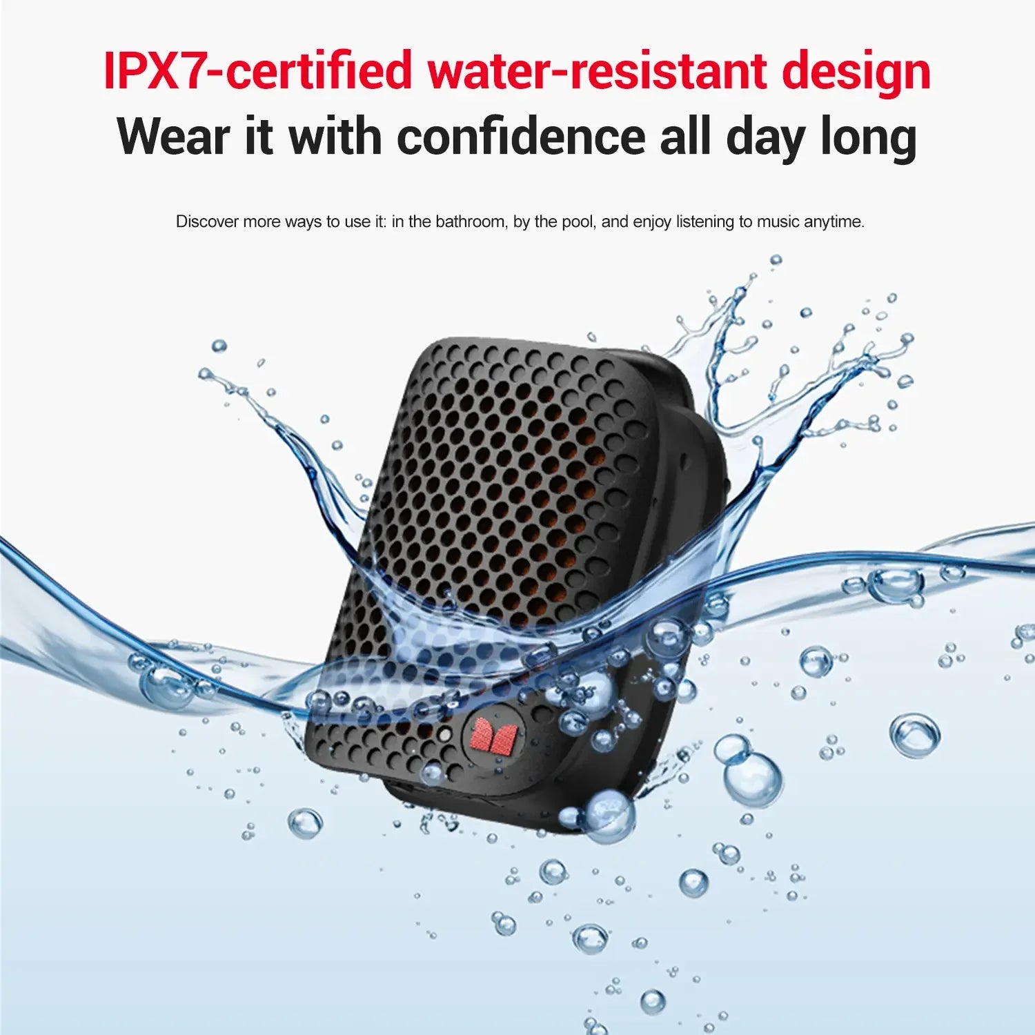 MONSTER M3 Portable Bluetooth Speaker, TWS Stereo Sound, IPX7 Waterproof, Magnetic Clip-On Wearable Speaker, Ultra-Portable 80G Wireless Speaker for Outdoor, Travel, Camping & Work - 2026 Deals for You Days