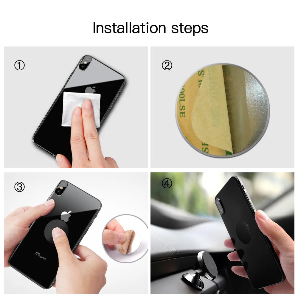 FONKEN 1/5Pcs Thin Metal Plate for Magnetic Car Phone Holder Iron Sheet Sticker Disk for Magnet Phone Stand Mount round Retangle