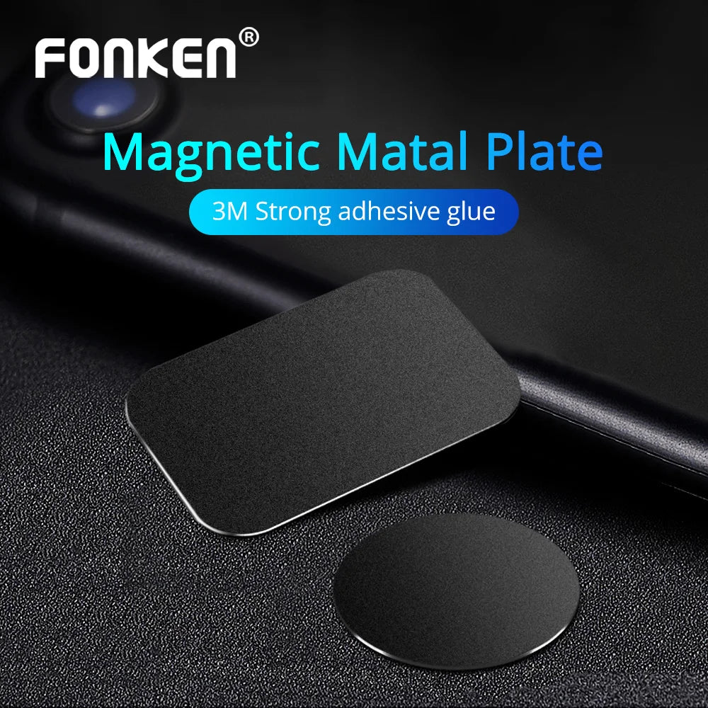 FONKEN 1/5Pcs Thin Metal Plate for Magnetic Car Phone Holder Iron Sheet Sticker Disk for Magnet Phone Stand Mount round Retangle