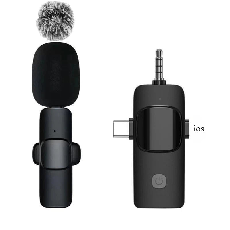2.4G Wireless Lavalier Microphone Portable Audio Video Recording Mini Mic for Iphone Android Live Broadcast Gaming Phone