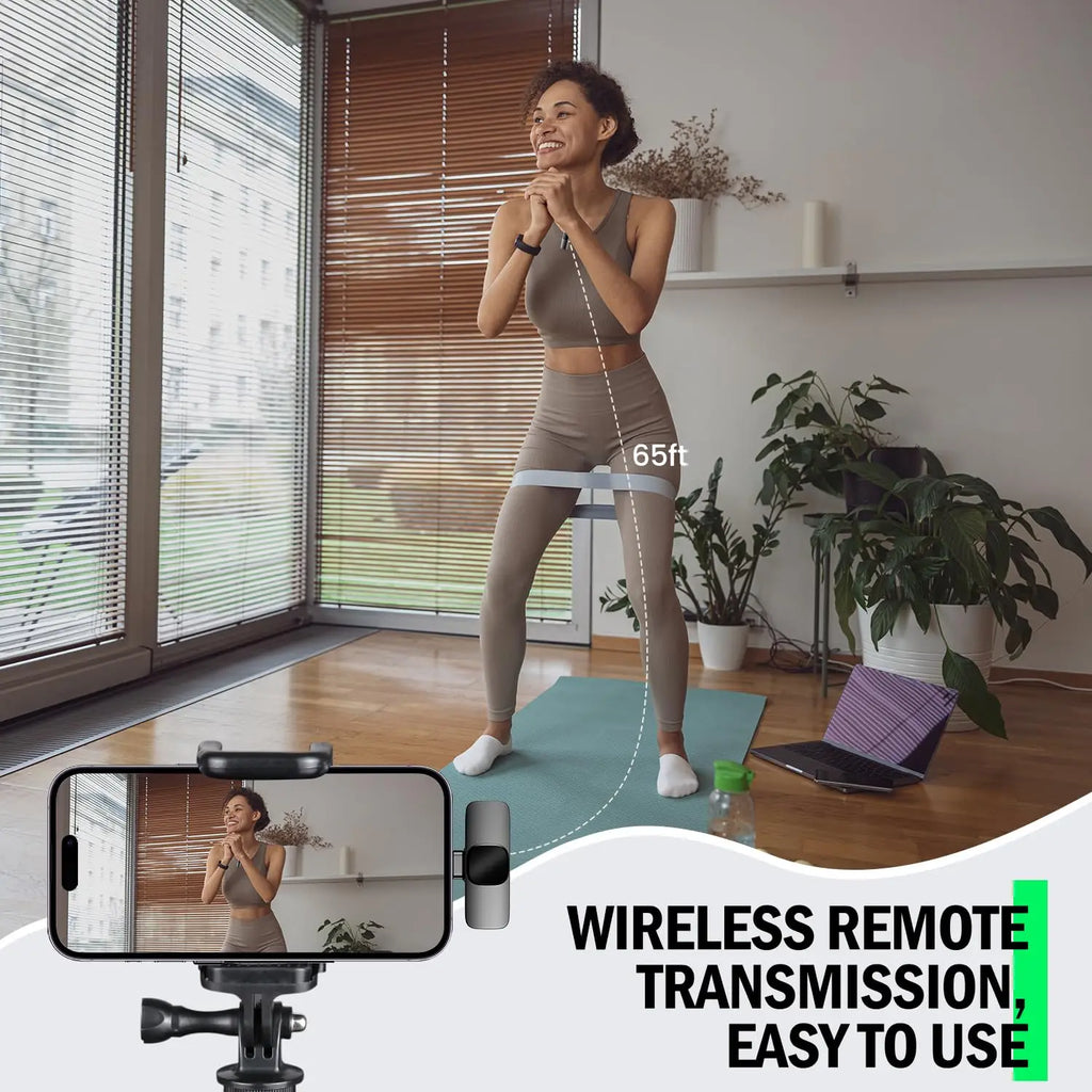 2.4G Wireless Lavalier Microphone Portable Audio Video Recording Mini Mic for Iphone Android Live Broadcast Gaming Phone