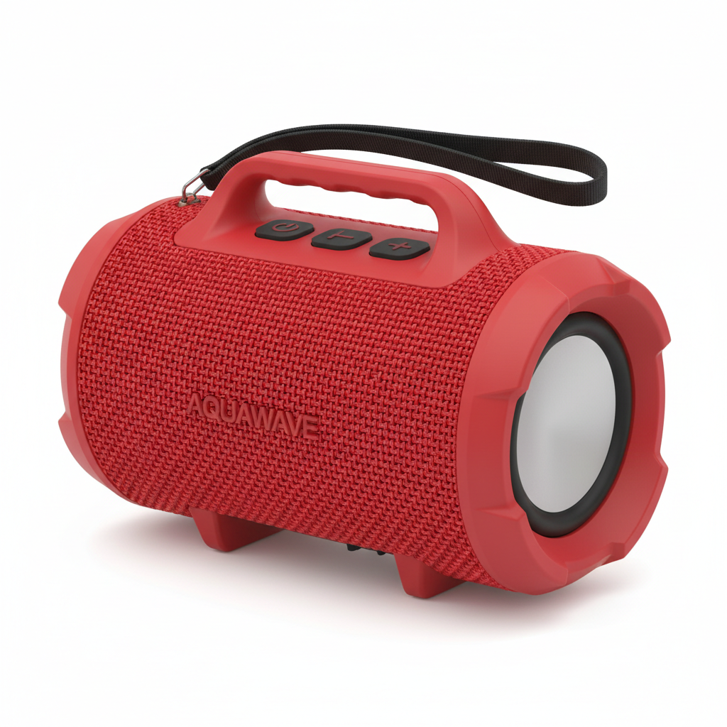 Altavoz bluetooth rojo fondo blanco