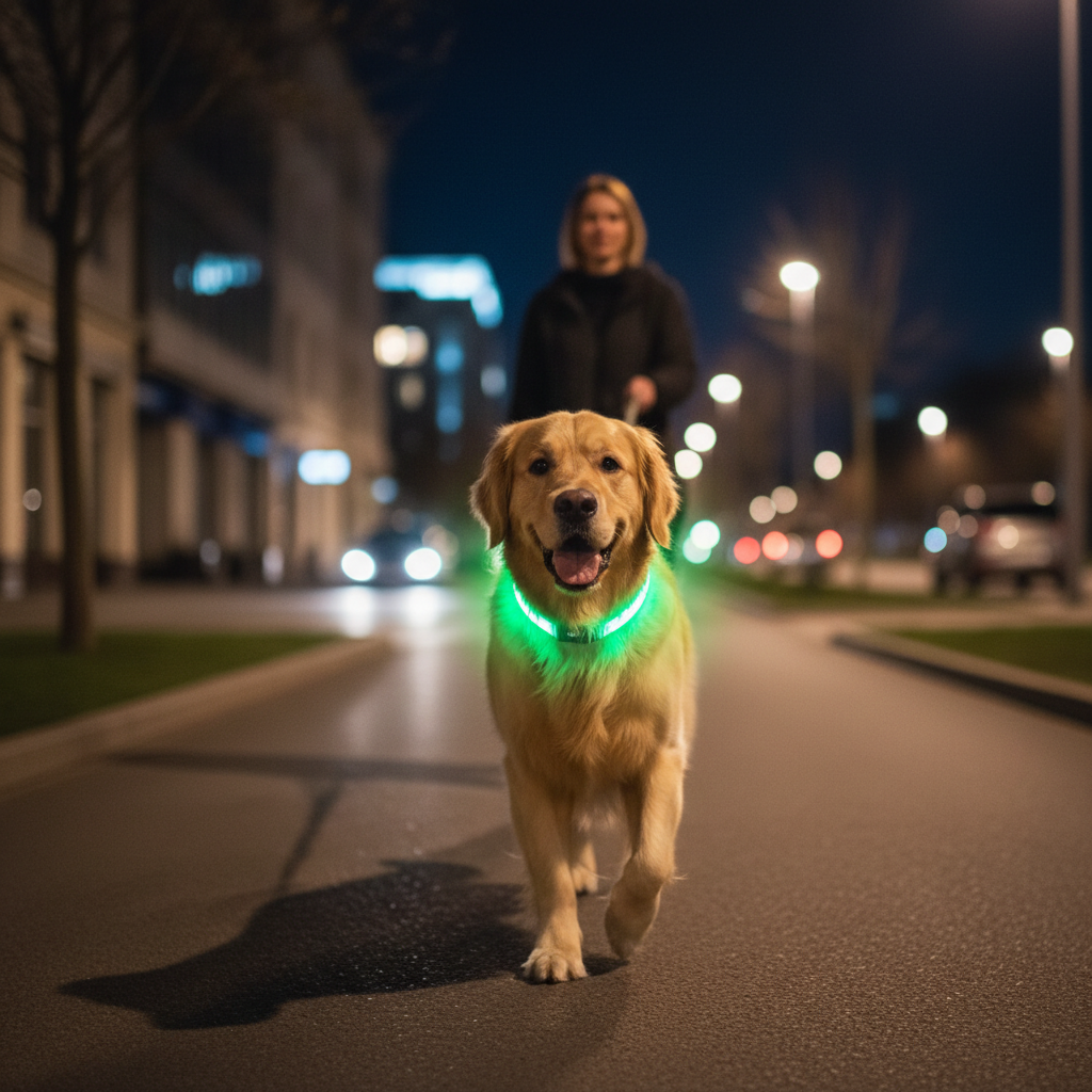Collar LED verde Golden Retriever