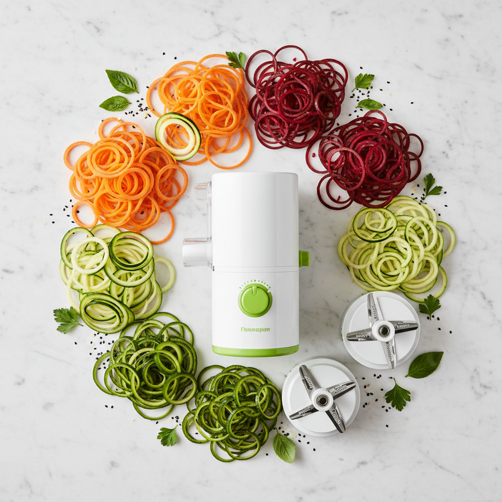 Espiralizador flat lay verduras
