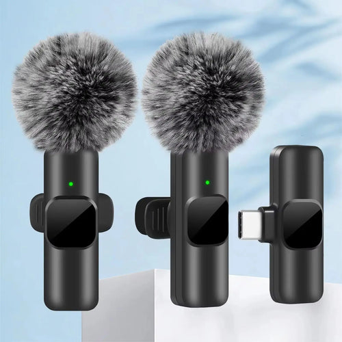 2.4G Wireless Lavalier Microphone Portable Audio Video Recording Mini Mic for Iphone Android Live Broadcast Gaming Phone